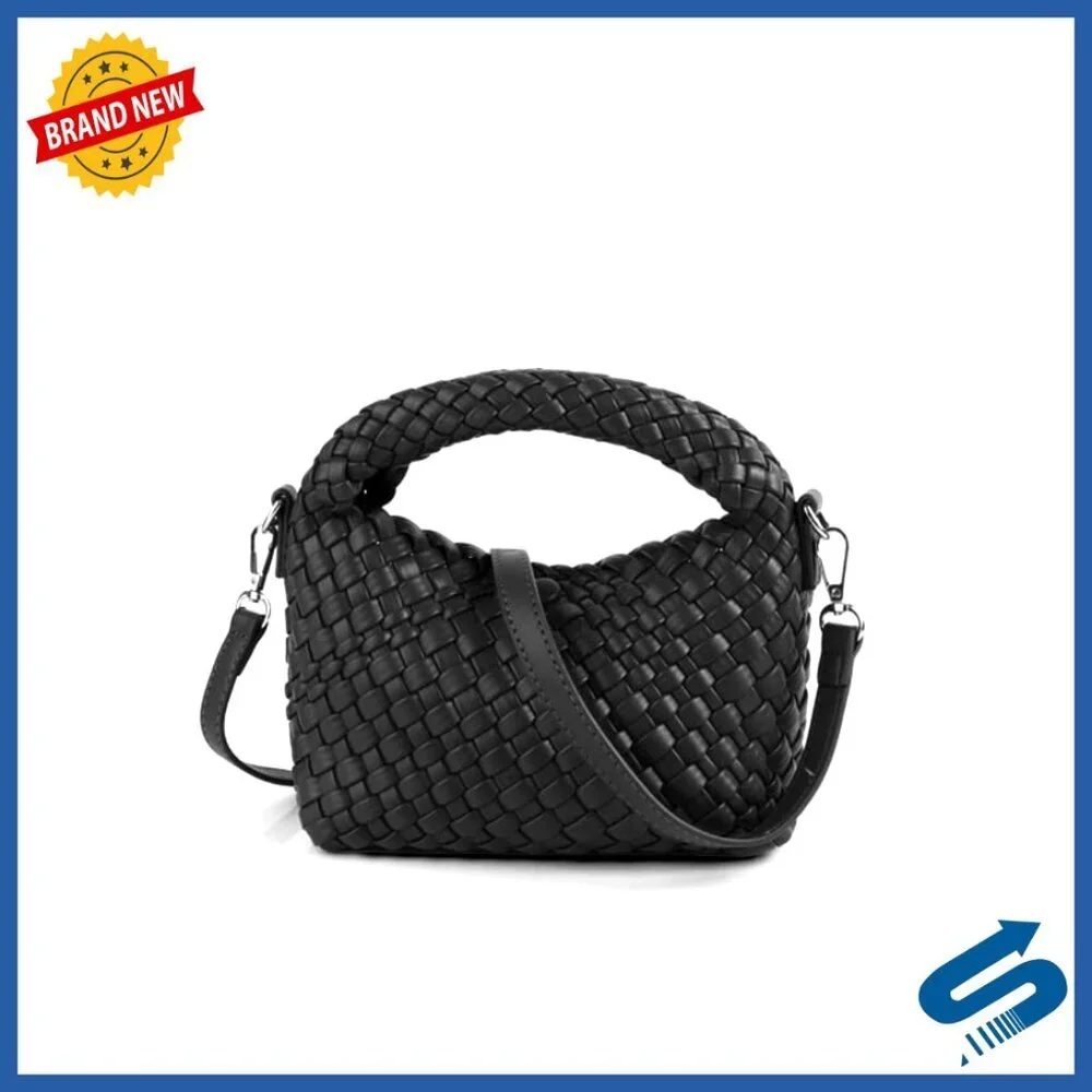 Woven Crossbody Bag Small Tote Cute Purse Top Handle Handbag Pu Leather